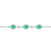 Asfour Crystal Tennis Bracelet With Turquoise Pear & Emerald Zircon In 925 Sterling Silver